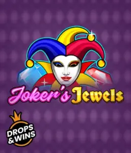 Discover the colorful ambiance of Joker's Jewels slot by Pragmatic Play, highlighting a charming joker's mask embellished with a multicolored jester hat. This image evokes the joyful spirit of casino gaming, set against a lavender background. Perfect for fans of joker-themed slots, offering a thrilling play experience. 